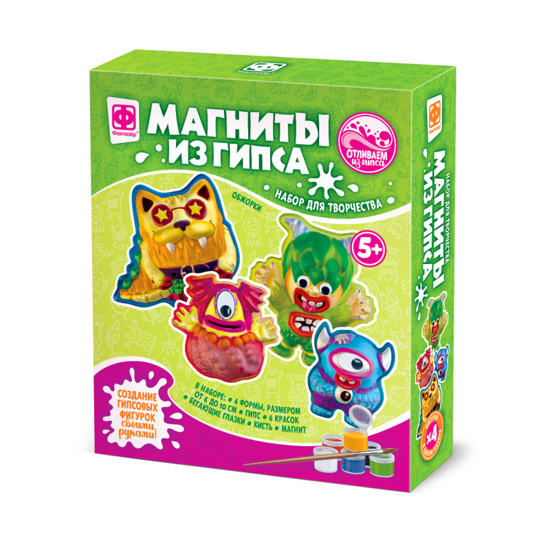 707713 Магниты из гипса 4 в 1 Монстрики Обжорки